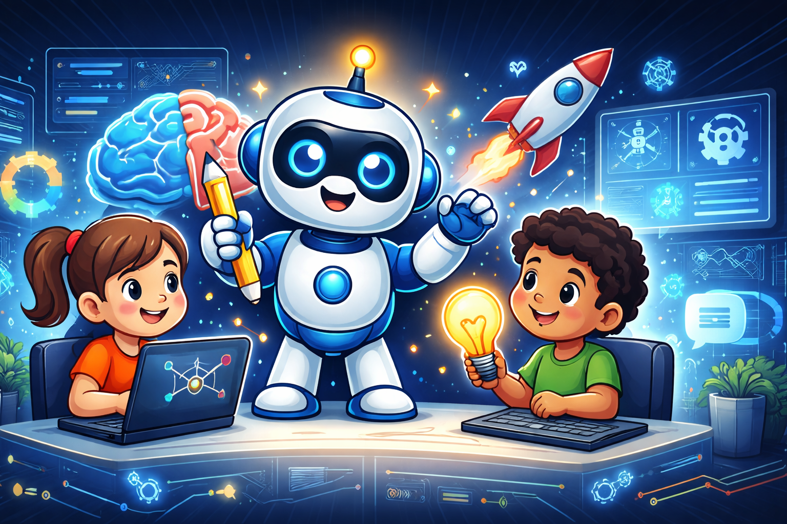 Students exploring AI Workshop Center programs